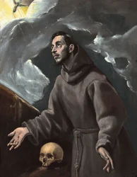 Pyhä Franciscus vastaanottamassa Stigmatat, kirjoittanut El Greco, Dominico (1541-1614). Öljy kankaalle