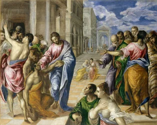 Kristus parantaa sokean, noin 1570.