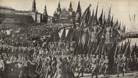 Kuvitus julkaisusta Neuvostoliitto rakentaa sosialismia, 1933.