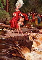 Kuvitus Anonin runoon "The Great Adventurer" kirjasta "Palgraven kultainen laulujen ja sanoituksen aarre", julkaistu 1919 (värilitho)
