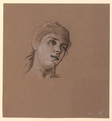 Piirustus, Nuoren tytön muotokuvan luonnos, n. 1885