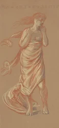 Seisova rapattu naishahmo, noin 1872-77 (värikynä vellapaperille).