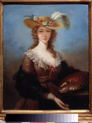 Omakuva. Marie Louise Elisabeth Vigee Lebrunin (1755-1842) maalaus. Öljy kankaalle, 40 x 33 cm