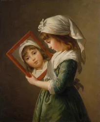 Julie Le Brun 1780-1819 katsomassa peiliin, 1787