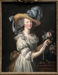 Marie Antoinette musliinipuvussa.