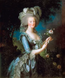 Marie Antoinette ruusun kanssa, 1783.