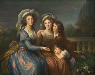 Markiisi de Pezay ja markiisitar de Rougé poikiensa Alexisin ja Adrienin kanssa, 1787.
