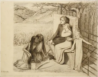 Two Lovers, 1854 (kynä ja ruskea muste luonnonvalkoiselle paperille)