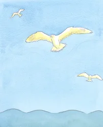 Kuten lokki kohoaa vaivattomasti korkealla, tuulissa tuijottaessaan ympärilleen, niin sielu voi nousta vaivattomasti rukouksessa, 2003 (paperilla)