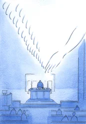 Pyhityksessä Pyhä Henki muuttaa nämä lahjat Kristuksen pyhiksi ruumiiksi ja vereksi pelkällä "kosketuksella", 2002 (paperilla)