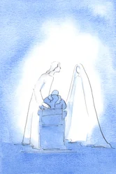 Pääsiäismessussa sanoin, että olisin halunnut tuntea hänet paremmin. Sitten Neitsyt Maria oli vierelläni tervehtimässä minua, iloiten ilostani, 2003 (paperilla)