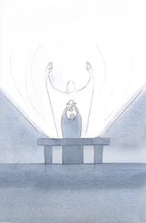 Kristus rukoili puolestamme, käsivarret Isää kohti., 2000 (paperilla)