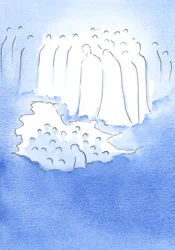 Kristus ja hänen pyhimyksensä taivaassa katsovat suurella hellästi alas maan päällä oleviin ystäviinsä, jotka mietiskelevät hänen kärsimystään, 2002 (paperilla)