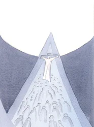 Kristus kärsi kärsimyksensä, kuolemansa, ylösnousemuksensa ja taivaaseenastumisensa kautta tien taivaaseen - tien, jolla voimme seurata., 2000 (w/c paperilla)