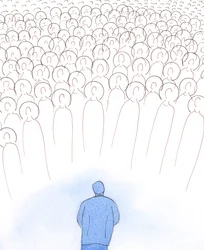 Kristus lohdutti minua vetämällä sieluni kohti taivasta ja näyttämällä minulle pyhien seuran, 2005 (akvarelli paperille).