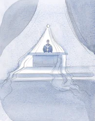 Kristus vetää taivasta kohti - ikään kuin hienoon kankaaseen käärittynä - niitä, jotka ovat syöneet jumalallista ruokaa tällä juhlalla., 2001 (paperilla)