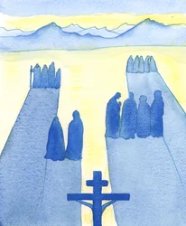 Kristus näki ristiltä joukon katsojia: ymmällään, uteliaita, vihamielisiä ja myötätuntoisia, 2003 (paperilla)