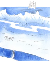 Jokaisen Kristuksen ystävän on kuljettava matka, ennen kuin hän pääsee taivaaseen, 2005 (akvarelli paperille).