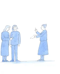 Jos puhumme kirkon opetuksista, uskosta ja moraalista, saatamme törmätä vihaan tai välinpitämättömyyteen, 2005 (akvarelli paperille).