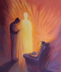Jeesus Kristus tulee luoksemme pyhässä ehtoollisessa, kun olemme sairaita tai kotonamme, 2001 (öljy laivalla)