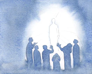 Jeesus leimahtaa taivaassa puhtaudella ja voimalla, 2000 (w/c paperilla)