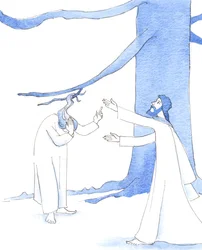 Jeesus auttaisi ensimmäisenä hädässä olevaa ystävää, 2005 (akvarelli paperille).