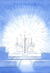 Vierailujuhlapäivänä Kristus ilmestyi kultaisessa kämpässä hänen pyhän äitinsä Marian kunniaksi, 2002 (paperilla)