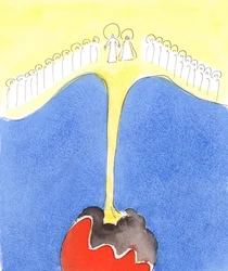 Vain taivaasta uskollisille sieluille vuodatetun voiman avulla, 2004 (vesiväri paperille).