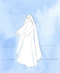 Neitsyt Maria ojensi minulle kätensä ja näytti, kuinka iloinen hän on siitä, että häntä rakastetaan ja toivotetaan tervetulleeksi, 2005 (vesiväri paperille).