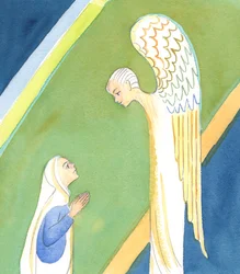 Enkeli sanoi Marialle: "Älä pelkää, Maria, sillä sinä olet löytänyt Jumalan suosion, 2005 (akvarelli paperille).