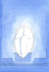 Kristuksen säteilevän ja loistokkaan Läsnäolon näkeminen oli Isän erityinen lahja työhön ja todistamiseen, 2003 (w/c paperilla)