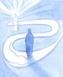 Pyhän Henkensä kautta, joka johtaa, ohjaa ja rauhoittaa, lempeästi ja voimakkaasti, Kristus on jatkuvasti työssään elämässämme, 2001 (w/c paperilla)