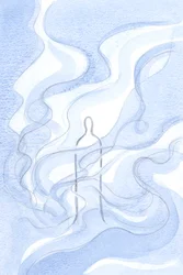 Meidät on kutsuttu kantamaan puhdasta rakkauden tulta, joka on Jumala, jonkun kaltaisemme syleilyssä: Jumalan Poika, Vapahtajamme., 2001 (w/c paperilla)