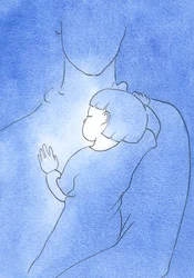Kun olen lähellä Jumalaa, sairaana ja luotan Häneen, olen kuin lapsi, joka lepää Isänsä olkapäällä, 2002 (paperilla)