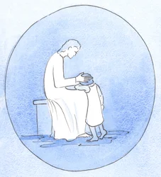 Kun kadumme syntejämme, Jeesus Kristus katsoo meihin hellästi, aivan kuin äiti syleilee lastaan, 2001 (paperilla)