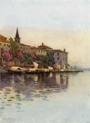 Harmaa aamu, Lago Maggiore (väri litho)