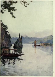 Il Punto di Bellagio, Como-järvi, kuvitus Richard Bagotin teoksesta "Italian järvet"