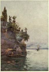 Terassin varjossa, Lago di Como, kuvitus Richard Bagotin teoksesta "Italian järvet"