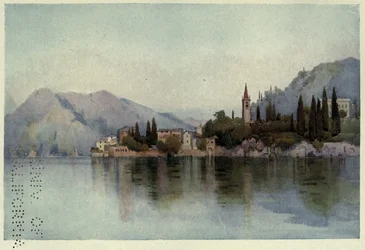 Varenna, Lago di Como, kuvitus Richard Bagotin teoksesta "Italian järvet".