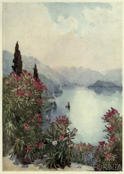 Villa Serbelloni, Lago di Como, kuvitus Richard Bagotin teoksesta "Italian järvet".