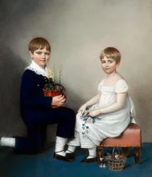 Charles (6-vuotias) ja Catherine Darwin (öljy kankaalle)