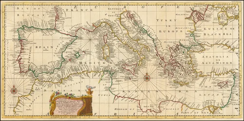1748 kartta - Välimeren ja Adrianmeren tarkka kartta; saaristo ja osa Mustasta merestä mukaan lukien