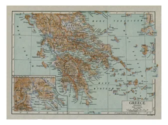 Antiikin Kreikan kartta, noin 1910-luku.