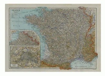 Ranskan kartta, vuodelta 1910.