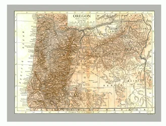 Oregonin kartta, vuonna 1910.