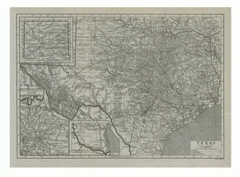 Kartta Texasista, USA:sta, 1910-luku.