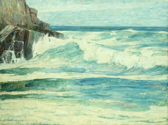 Aallokko murtuu kallioille, noin 1912 (öljy kankaalle).