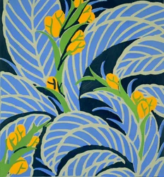 Kukat ja lehdet, n. 1925 (pochoor print)