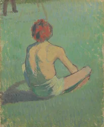Poika istuu nurmikolla, 1886