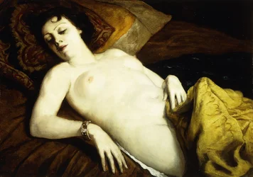 Nukkuva alaston rannekoru kädessään, 1930